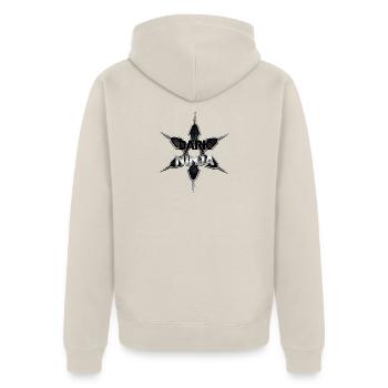 Dunkler Ninja Emblem Sternlogo - Unisex Premium Bio Zip Hoodie - Beige - Hinten - Thijin (182cm)