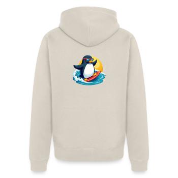 Cool Surfing Penguin Summer Beach Design - Unisex Premium Bio Zip Hoodie - Beige - Hinten - Thijin (182cm)