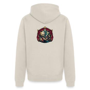 Theaterensemble – Gemeinsam im Rampenlicht - Unisex Premium Bio Zip Hoodie - Beige - Hinten - Thijin (182cm)