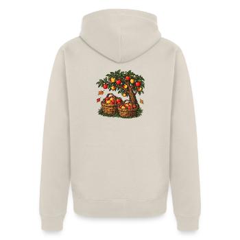 Apfelernte – Viele Hände voller Äpfel - Unisex Premium Bio Zip Hoodie - Beige - Hinten - Thijin (182cm)