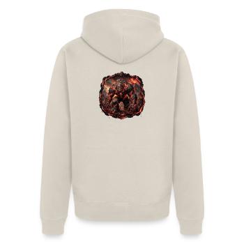 Vulkanischer Golem - Unisex Premium Bio Zip Hoodie - Beige - Hinten - Thijin (182cm)