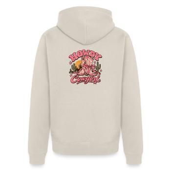 Vintage-rosa Howdy Lady Cowboy-Stiefel - Unisex Premium Bio Zip Hoodie - Beige - Hinten - Thijin (182cm)