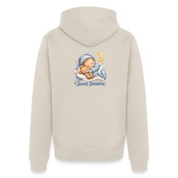 Sweet Dreams Kuscheltraum Babymotiv - Unisex Premium Bio Zip Hoodie - Beige - Hinten - Thijin (182cm)