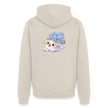 Kawaii Robben Freiheit Design - Unisex Premium Bio Zip Hoodie - Beige - Hinten - Thijin (182cm)