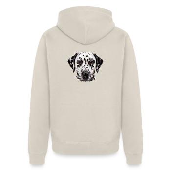 Dalmatiner Kopf Illustration - Unisex Premium Bio Zip Hoodie - Beige - Hinten - Thijin (182cm)