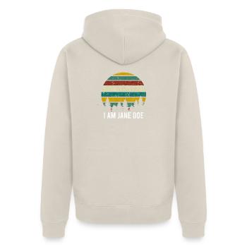 ICH BIN JANE DOE Ich stehe mit Frauen und Unterstützung: Retro - Unisex Premium Bio Zip Hoodie - Beige - Hinten - Thijin (182cm)