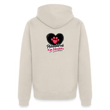 Pfotenabdruck im Herzen - Unisex Premium Bio Zip Hoodie - Beige - Hinten - Thijin (182cm)