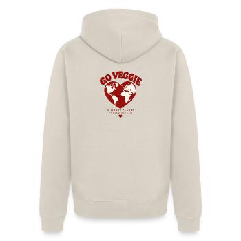 Go Veggie A Kinder Planet - Unisex Premium Bio Zip Hoodie - Beige - Hinten - Thijin (182cm)