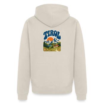 Tirol Retro Alpine Nature - Unisex Premium Bio Zip Hoodie - Beige - Hinten - Thijin (182cm)