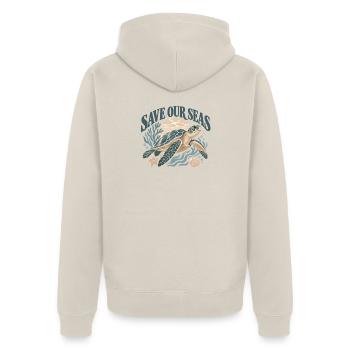 Save Our Seas Sea Turtle - Unisex Premium Bio Zip Hoodie - Beige - Hinten - Thijin (182cm)