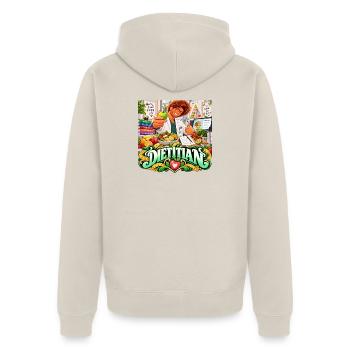 Ernährungsberater: Bunte Ernährung - Unisex Premium Bio Zip Hoodie - Beige - Hinten - Thijin (182cm)