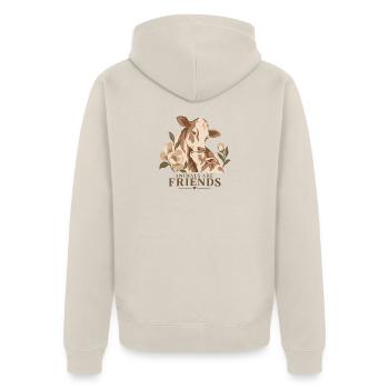 Animals Are Friends Cow & Calf - Unisex Premium Bio Zip Hoodie - Beige - Hinten - Thijin (182cm)