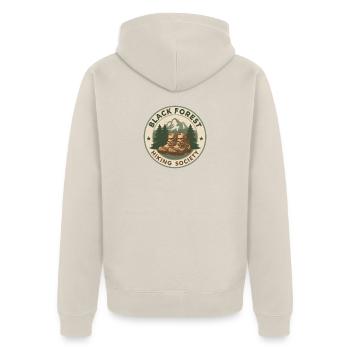 Black Forest Hiking Society - Unisex Premium Bio Zip Hoodie - Beige - Hinten - Thijin (182cm)