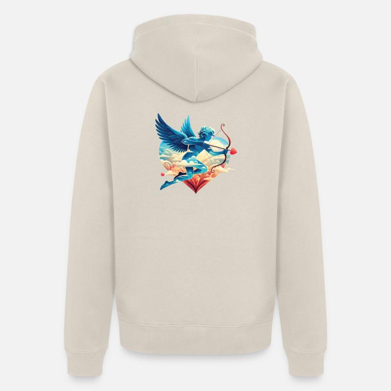 Cupidon céleste aux ailes rêveuses - Veste à capuche bio Premium Unisexe - beige