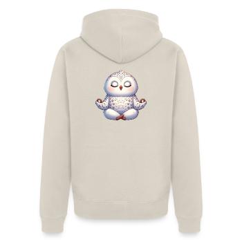Süße Eule Yoga Meditation Entspannung Innerer  - Unisex Premium Bio Zip Hoodie - Beige - Hinten - Thijin (182cm)