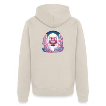 Nächtliche Eulen-Schaukel im Zauberwald - Unisex Premium Bio Zip Hoodie - Beige - Hinten - Thijin (182cm)
