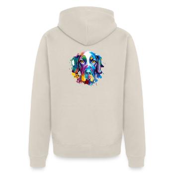 Deutscher Kurzhaar-Pointer GSP Farbenfrohe Hundekunst - Unisex Premium Bio Zip Hoodie - Beige - Hinten - Thijin (182cm)