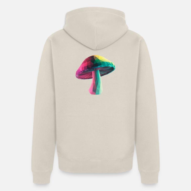 Champignon - Logo Low Poly cool - Veste à capuche bio Premium Unisexe - beige