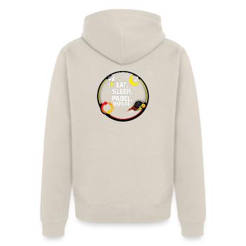 Eat Sleep Padel Repeat - Unisex Premium Bio Zip Hoodie - Beige - Hinten - Thijin (182cm)