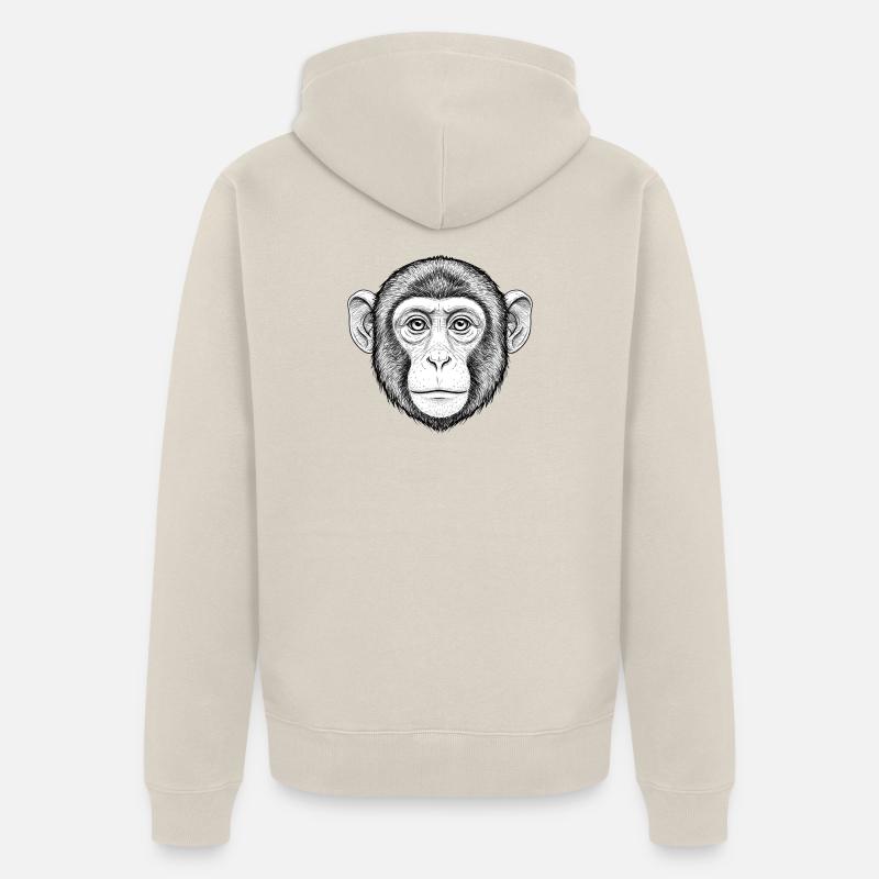 Portrait de singe expressif - Veste à capuche bio Premium Unisexe - beige