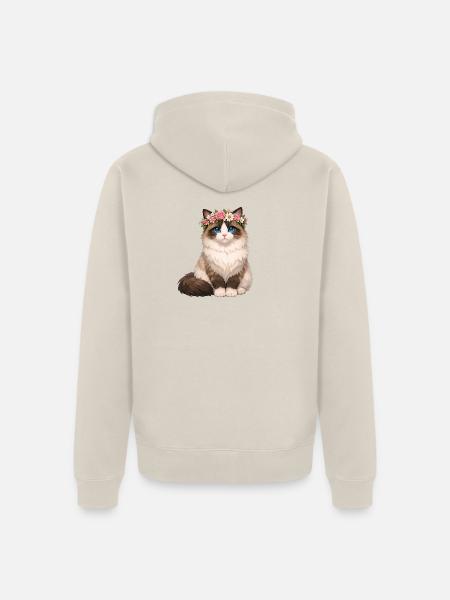 Ragdoll Katze - Unisex Premium Bio Zip Hoodie - Beige