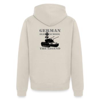Tank Cheetah, Char, Militaire, Oldschool (25) - Veste à capuche bio Premium Unisexe - beige - Dos - Thijin (182cm)