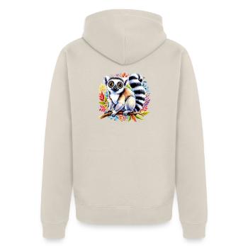 Lemur - Unisex Premium Bio Zip Hoodie - Beige - Hinten - Thijin (182cm)