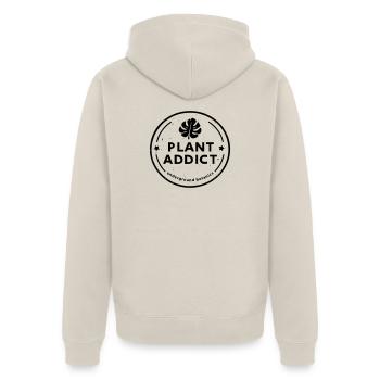 Plant Addict - Unisex Premium Bio Zip Hoodie - Beige - Hinten - Thijin (182cm)