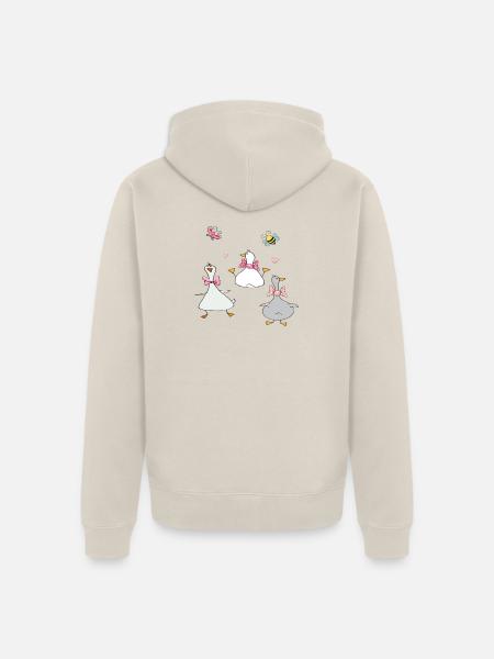 lustige Gänse mit Schmetterling und Biene - Unisex Premium Bio Zip Hoodie - Beige
