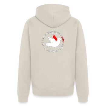 Dove with bible verse - Unisex Premium Bio Zip Hoodie - Beige - Hinten - Thijin (182cm)