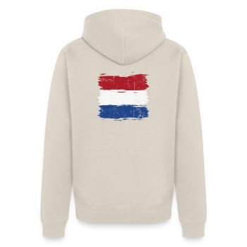 Pinselstrich Holländische Flagge - Unisex Premium Bio Zip Hoodie - Beige - Hinten - Thijin (182cm)