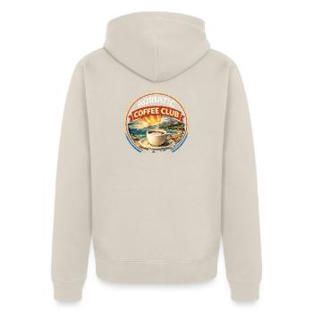 Croatia Adriatic Coffee Club Retro Logo - Unisex Premium Organic Zip Hoodie - beige - Back - Thijin (182cm)