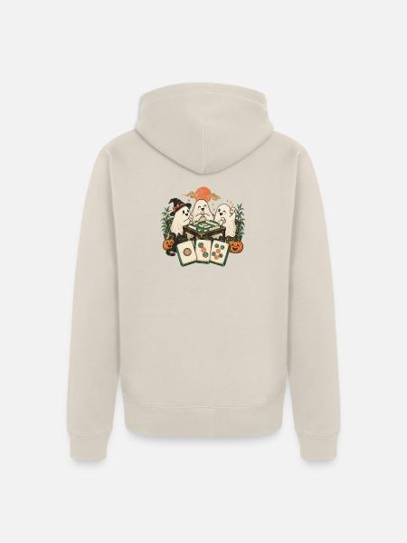 Geister-Mahjong-Nacht - Unisex Premium Bio Zip Hoodie - Beige