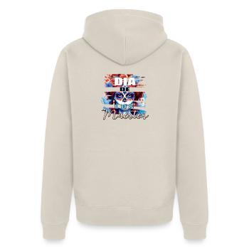 La Catrina  - Unisex Premium Bio Zip Hoodie - Beige - Hinten - Thijin (182cm)
