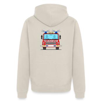 Feuerwehrauto - Unisex Premium Bio Zip Hoodie - Beige - Hinten - Thijin (182cm)