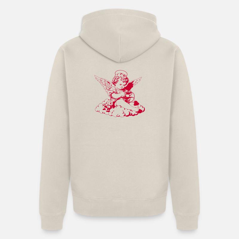 Gaming Engel – Cherub mit Controller - Unisex Premium Bio Zip Hoodie - Beige