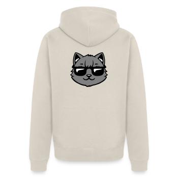 Katze Graue Sonnenbrille Cool Lässig Style Blick - Unisex Premium Bio Zip Hoodie - Beige - Hinten - Thijin (182cm)