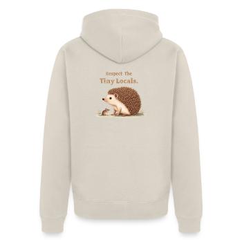Respectez la nature des petits hérissons locaux - Veste à capuche bio Premium Unisexe - beige - Dos - Thijin (182cm)