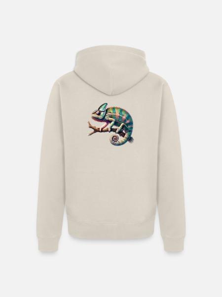 faszinierendes lebendiges Chamäleon-Motiv - Unisex Premium Bio Zip Hoodie - Beige