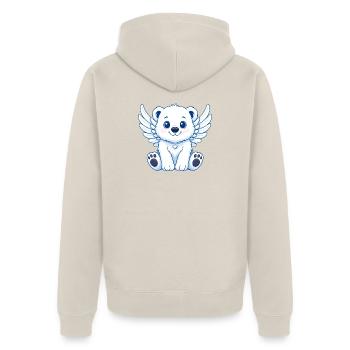 Cute Polar Bear Angel Cartoon with Wings Joy - Unisex Premium Organic Zip Hoodie - beige - Back - Thijin (182cm)