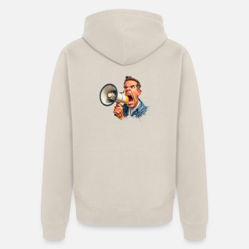 Appel fort avec mégaphone - Veste à capuche bio Premium Unisexe - beige