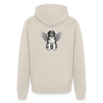 Berner Sennenhund Engel Abschied Flügel - Unisex Premium Bio Zip Hoodie - Beige - Hinten - Thijin (182cm)