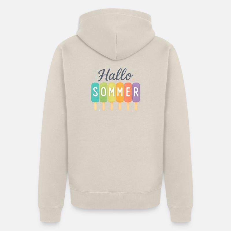 Hallo Sommer - Eiszeit beginnt - Unisex Premium Bio Zip Hoodie - Beige