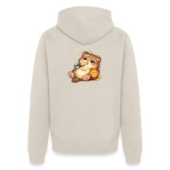 Keksliebende Katze - Unisex Premium Bio Zip Hoodie - Beige - Hinten - Thijin (182cm)