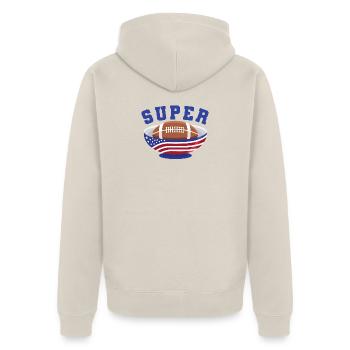 American Football Finale Champion Gewinner Team - Unisex Premium Bio Zip Hoodie - Beige - Hinten - Thijin (182cm)