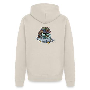 Voyage de vacances extraterrestre dans un OVNI - Veste à capuche bio Premium Unisexe - beige - Dos - Thijin (182cm)