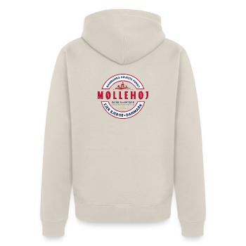 Møllehøj Denmark Peak Graphic Tee - Unisex Premium Organic Zip Hoodie - beige - Back - Thijin (182cm)