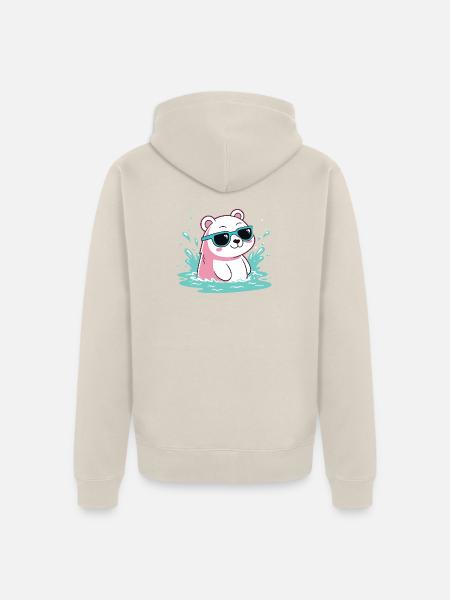 Wasser-Eisbär in kühlen Gläsern - Unisex Premium Bio Zip Hoodie - Beige