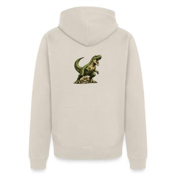 Tyrannosaurus Rex T-Rex Dinosaurier Urzeit Motiv - Unisex Premium Bio Zip Hoodie - Beige - Hinten - Thijin (182cm)