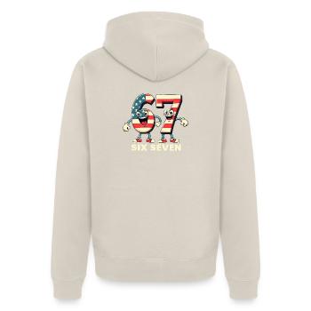 US Flag 67 Memes Six Seven - Unisex Premium Organic Zip Hoodie - beige - Back - Thijin (182cm)